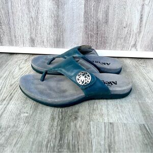 Alegria  Molly Nappa Leather Thong Sandals Womens Size 5 5.5 35 Blue Jean Baby